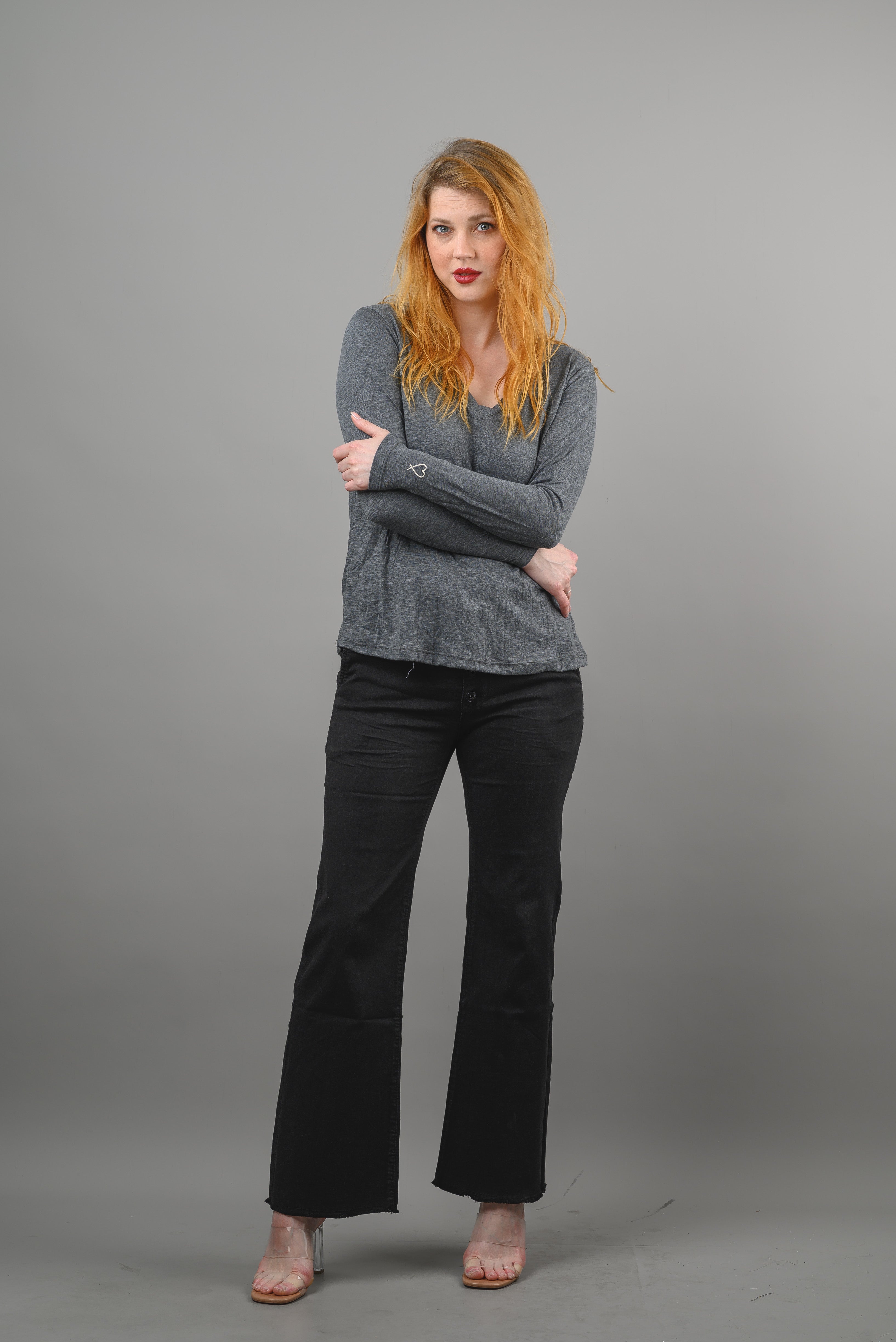 Jolene Crinkle Top with Heart Embroidery